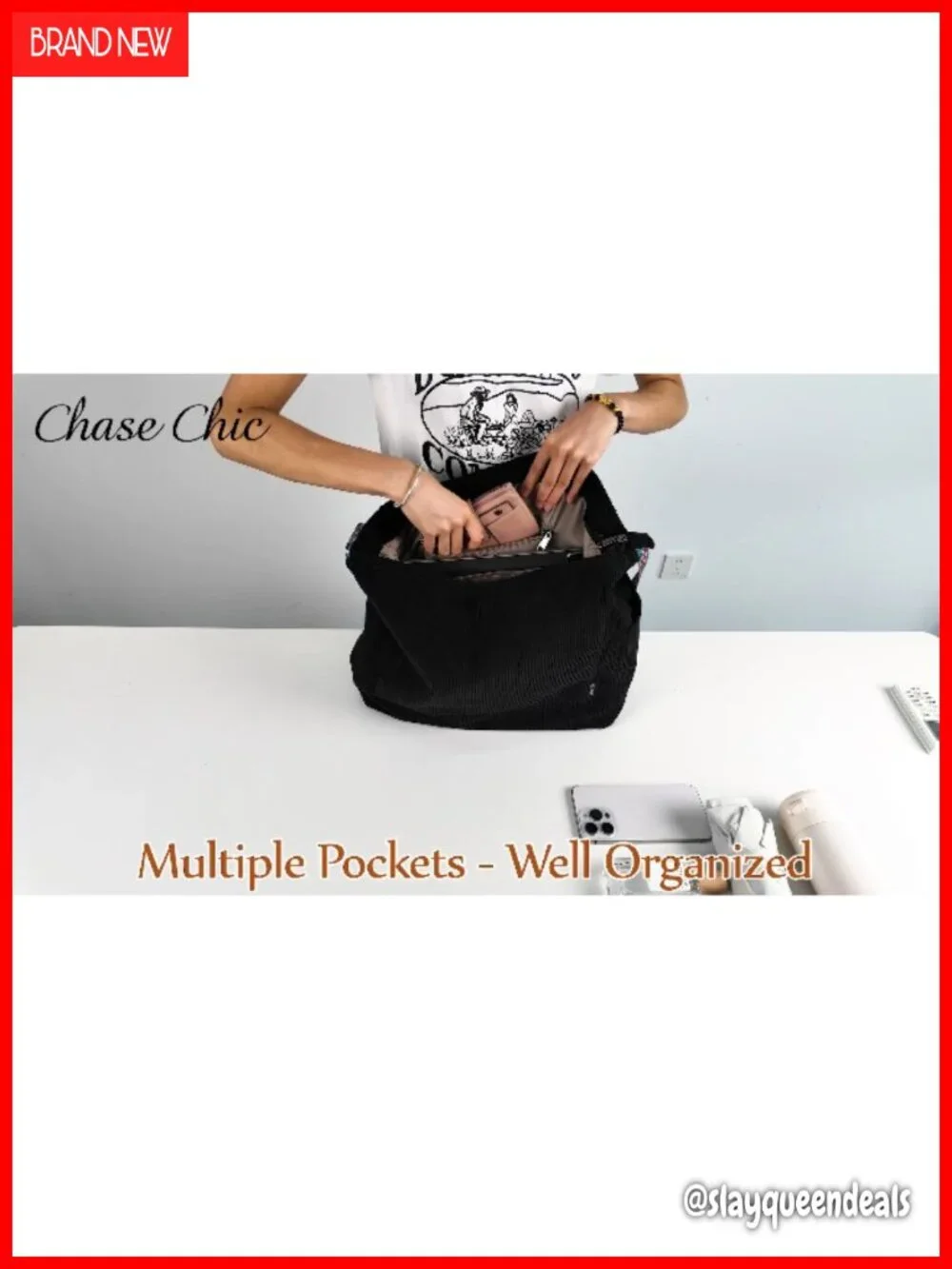 Corduroy Tote Bag Women Large Messenger Hobo Convertible Shoulder Handbag